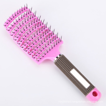 Pink Color Curved Vented Styling Hair Brush for Thick Hair